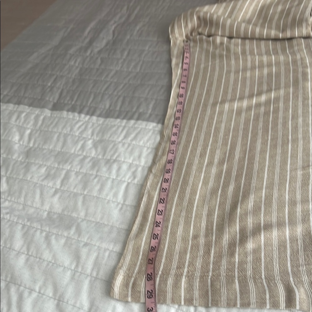 (BRIGGS).women’s Striped Tan and White Wide Leg Pants size L - Picture 9 of 11